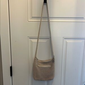 The Sak Crochet Shoulder Bag Boho Knit Beige Summer Hobo